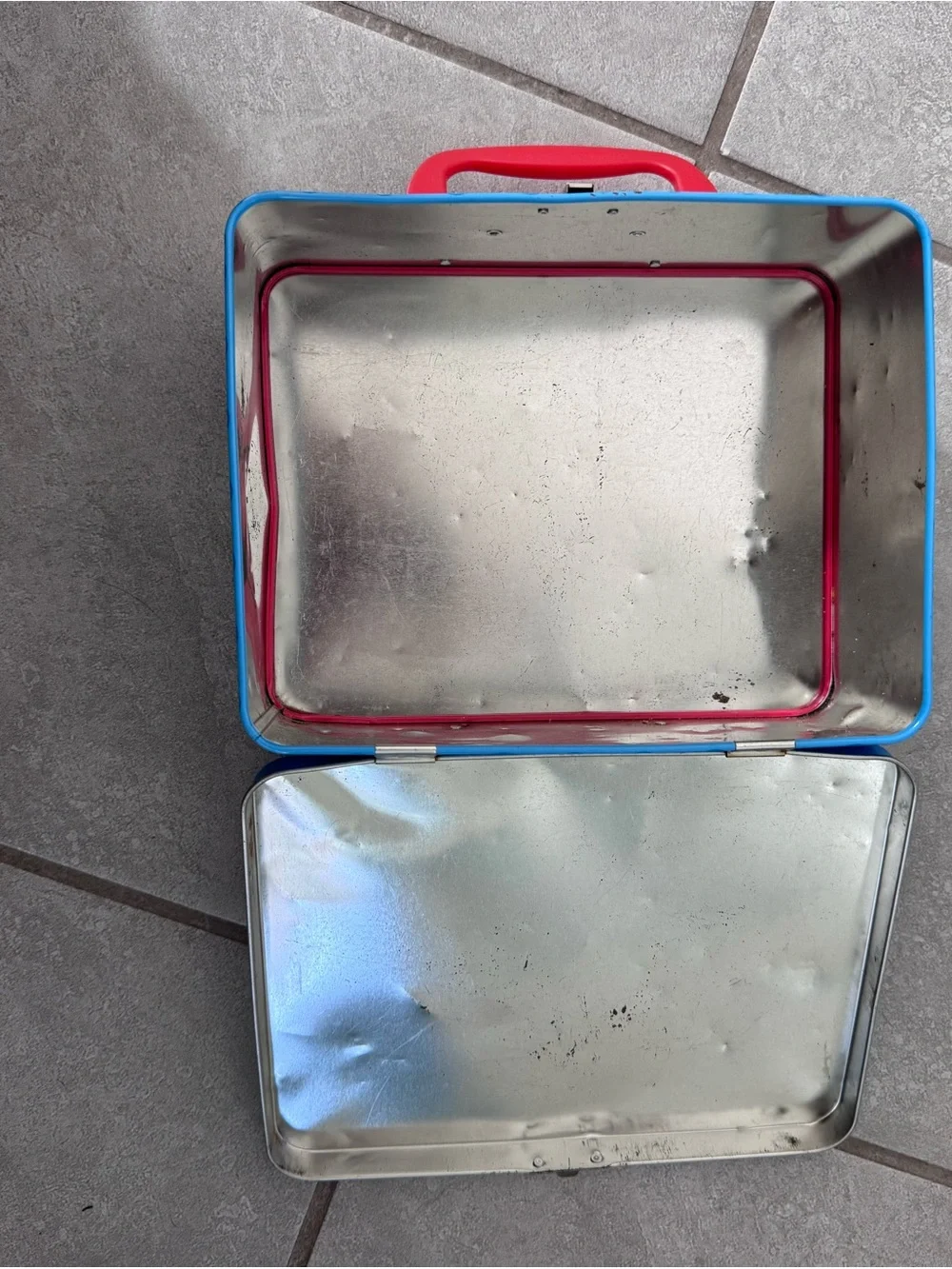 2000’s Thomas & Friends Blue and Red 'Back to School' Tin Lunchbox
